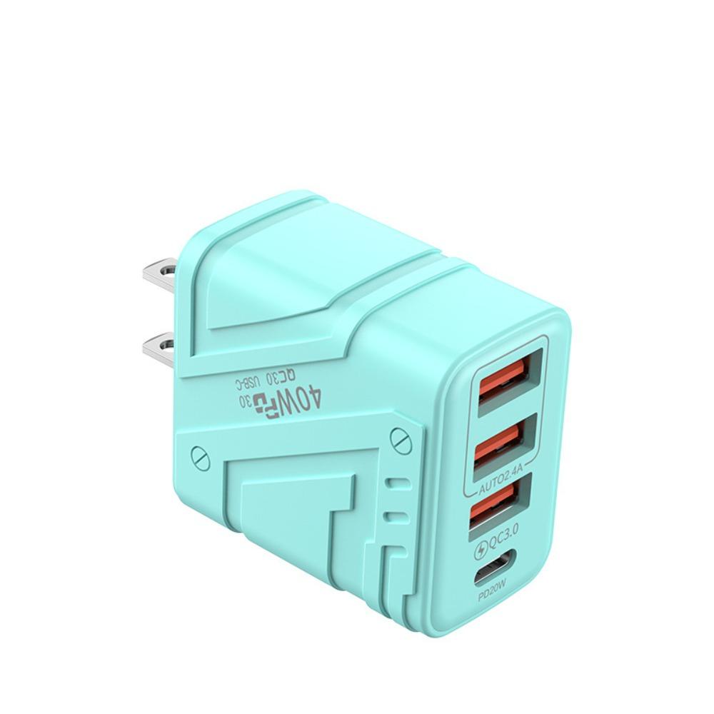 4 Ports 40W Charger Plug EU/US/UK USB C Charger Phone Charger Adapter for iPhone/Xiaomi/Samsung