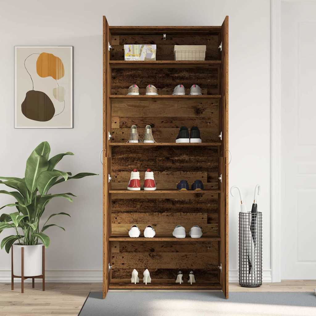 Shoe Cabinet with Shelf Brown 80 x 35.5 x 180 cm Particleboard