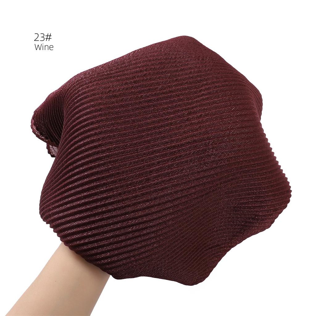High Quality Breathable Women's Shiny Pleated Hijab Scarf Fashion Polyester Golden Sliver Crinkle Head Wraps Islamic Turban