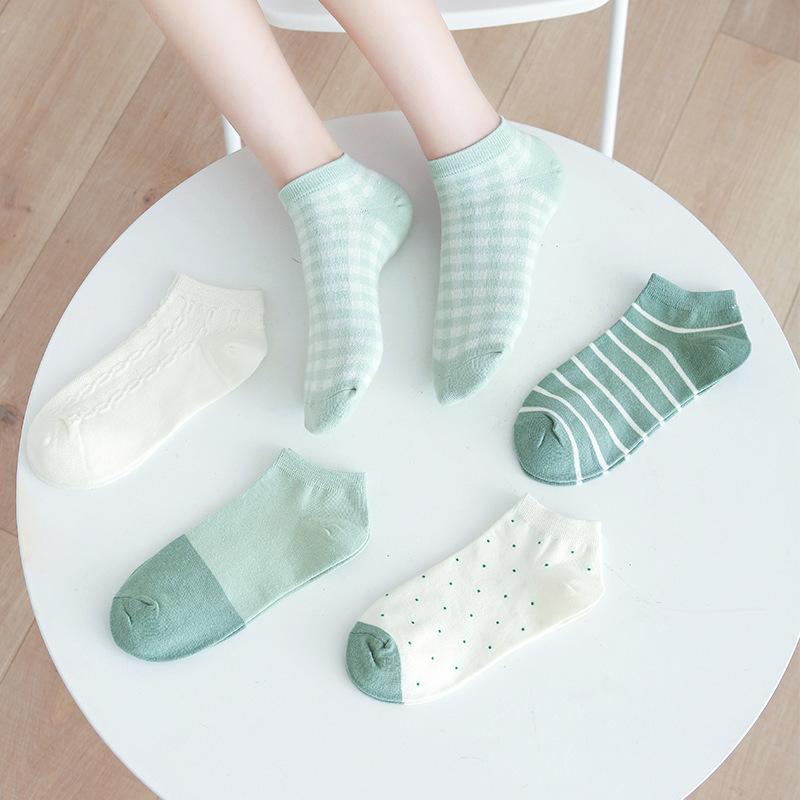Весенние носки для женщин короткие носки с низкой посадкой и неглубоким вырезом женские носки дышащие и впитывающие пот полосатые в студенческом стиле женские носки-лодочки