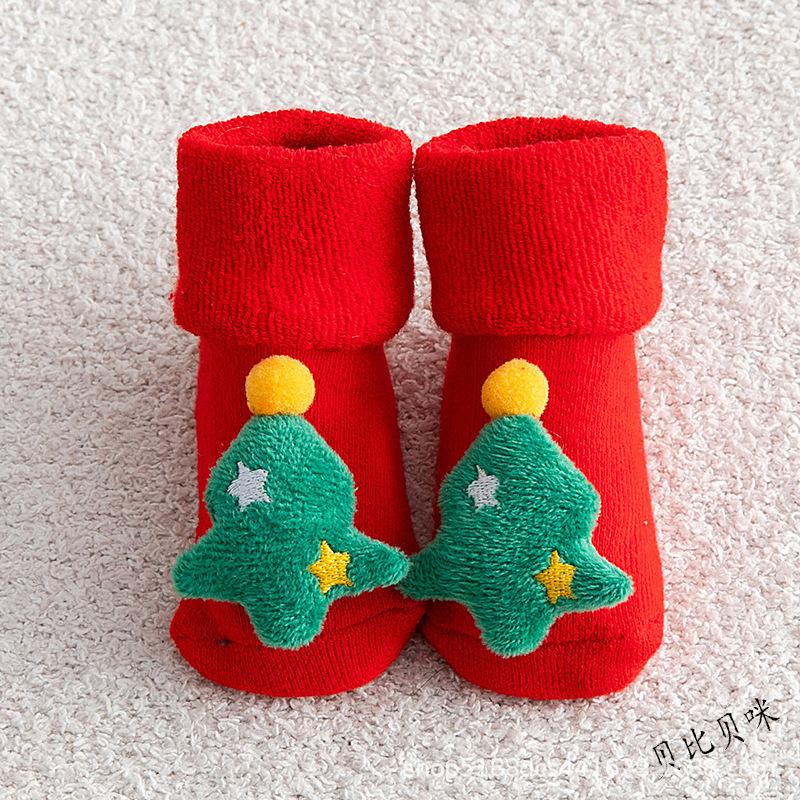 Children's Socks For Newborns Girls Boys Baby Anti-slip Child Plus Thick Terry Warm Winter Cute Christmas Socks For Kids 0-3Y