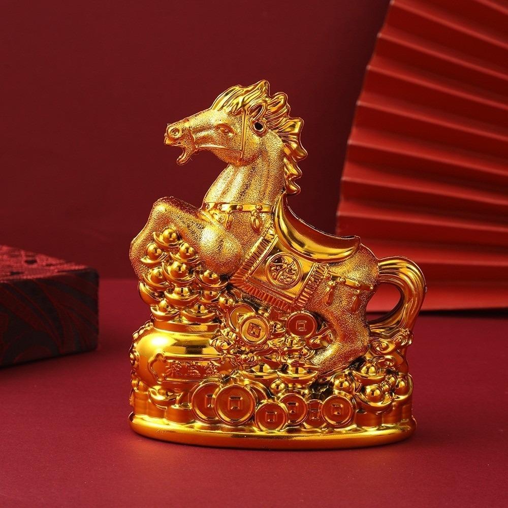 Gold Zodiac Horse Piggy Bank Traditional Feng Shui Wealth Symbol  Dinner Gathering