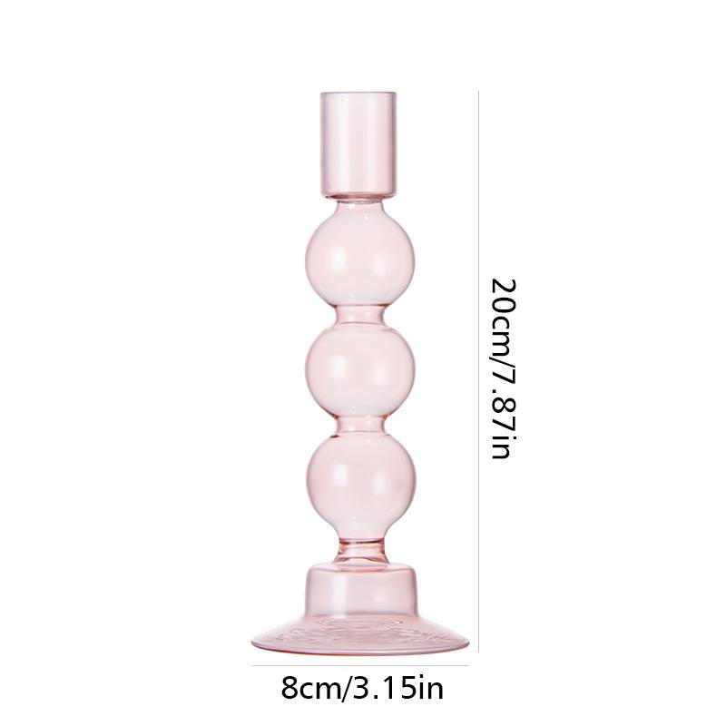 1PC Glass Candlestick Home Decoration Hydroponic Vase For Party Wedding Birthday Candle Stand Glass Crafts 20X8cm