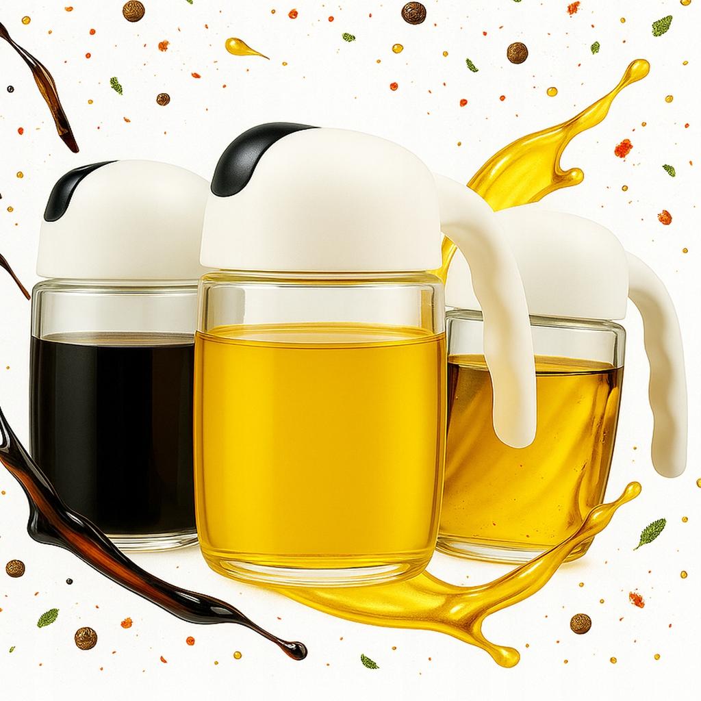Glass oil dispenser 300 ml with handle - olive oil vinegar sauce oil spices