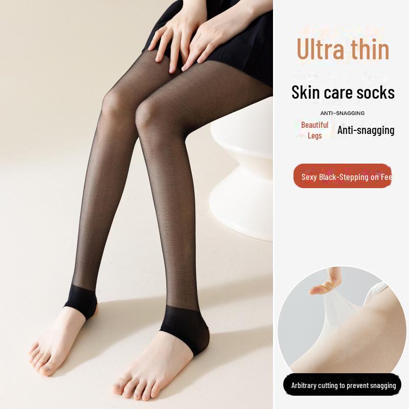 Женские прочные прозрачные колготки большого размера с открытым носком и защитой от зацепов — летний стиль, без заниженной резинки, телесного цвета.