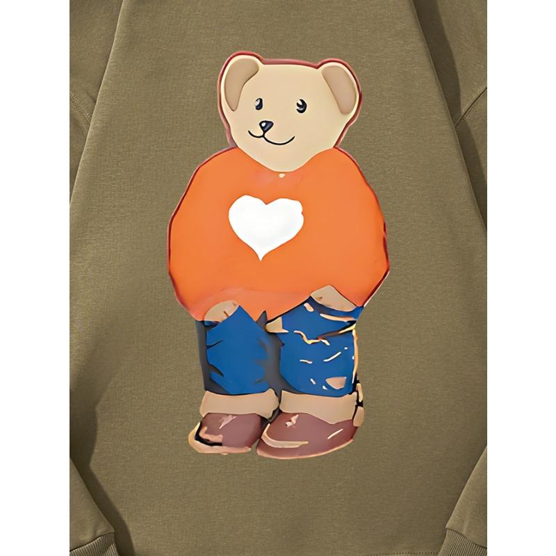 Модный топ с принтом Love Bear, повседневная спортивная одежда на осень и зиму, хлопковая толстовка