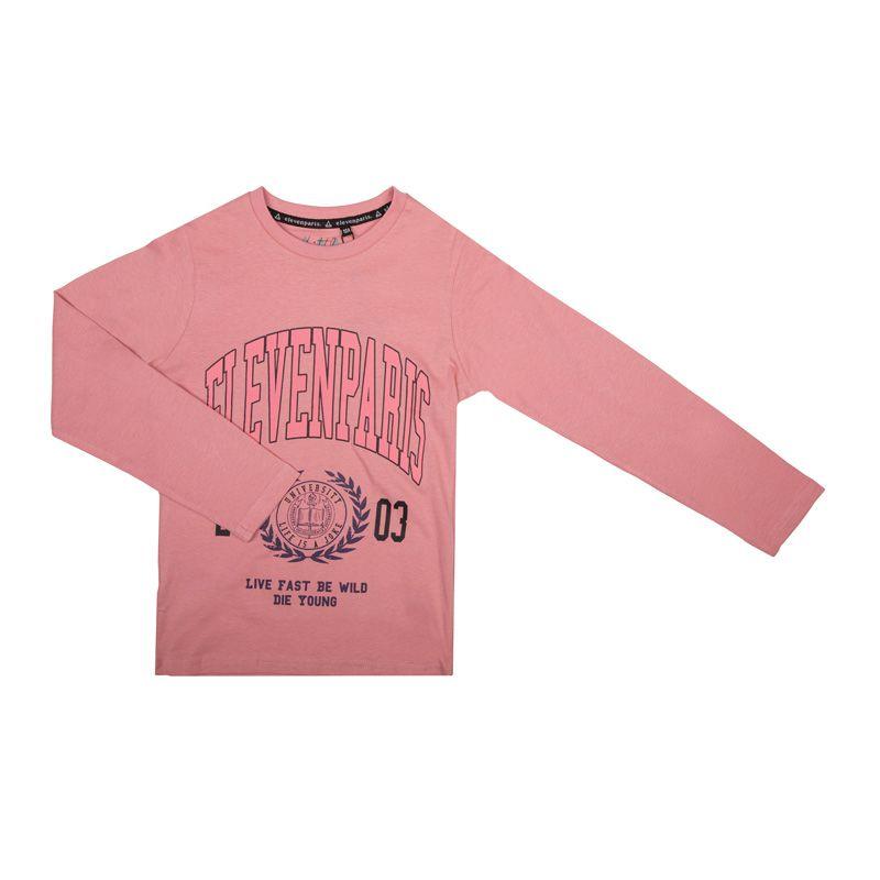 ELEVEN PARIS Детская хлопковая футболка с круглым вырезом и большим логотипом