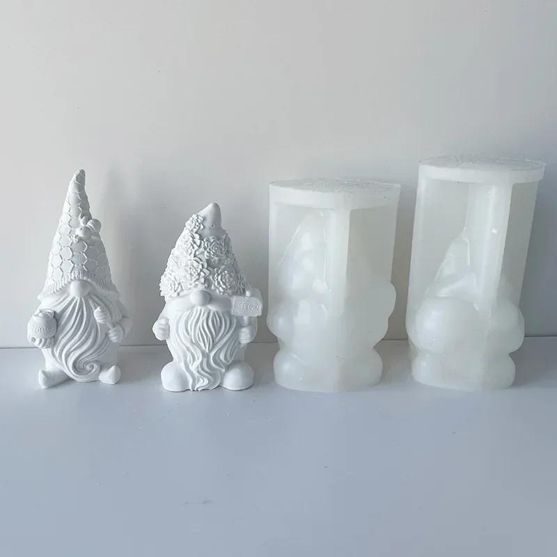 Santa Claus Aromatherapy Candle Silicone Mold Faceless Dwarf Gypsum Decoration Cement Mold DIY Candle Making Mold Christmas Gift