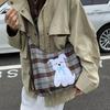 Клетчатая шерстяная сумка-тоут женская большой вместимости на плечо/мессенджер осенне-зимняя многофункциональная сумка-рюкзак