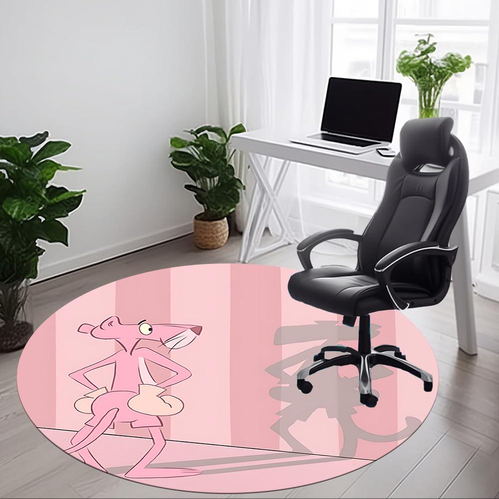 1pc Pink Panther Shadow Office Round Area Rug, Under Office Chairs Bedroom Living Room Home Decor, Available in Various Sizes1