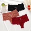 Women Middle Waist Lace Panties Boxer T-back Thongs Ladies G-String Underpants