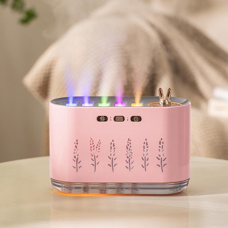 Silent Cross-Border Humidifier with Five-Hole Spray & Dynamic Seven-Color Aromatherapy