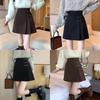 Classic Womens Black Wool Blend Mini Skirt With High Waist And Pleats For Spring Fashion