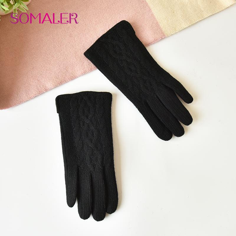 SOMALER Женские зимние аксессуары, теплые перчатки, милые перчатки с сенсорным экраном, женские варежки для девочек