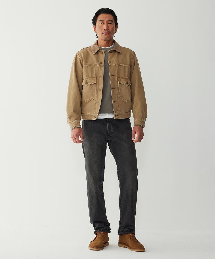 Man On The Boon Corduroy Collar Denim Trucker Jacket_Tan 4715309026
