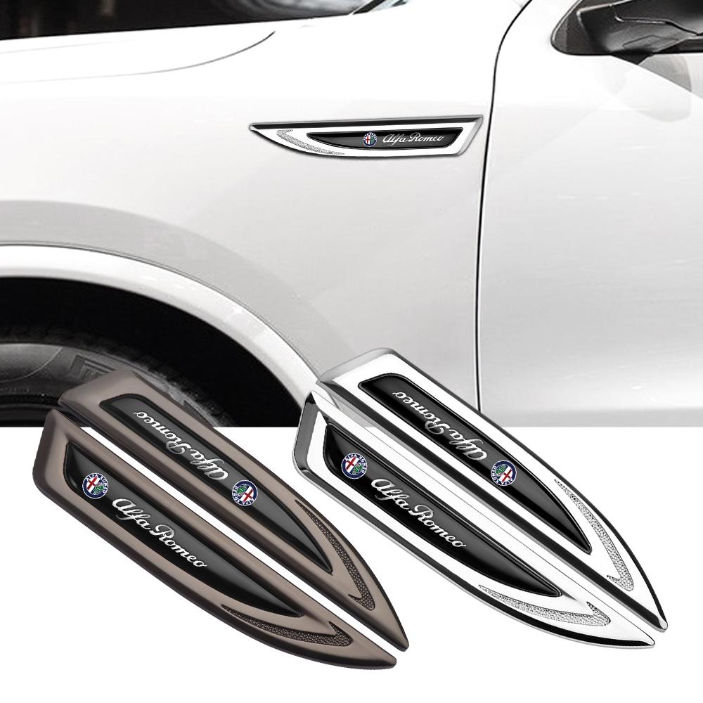 QJDS8 2PCS Metal Car Styling Side Door Body Fender Stickers Knife Badges Decoration For Alfa Romeo Giulietta Giulia GT Brera Tonale