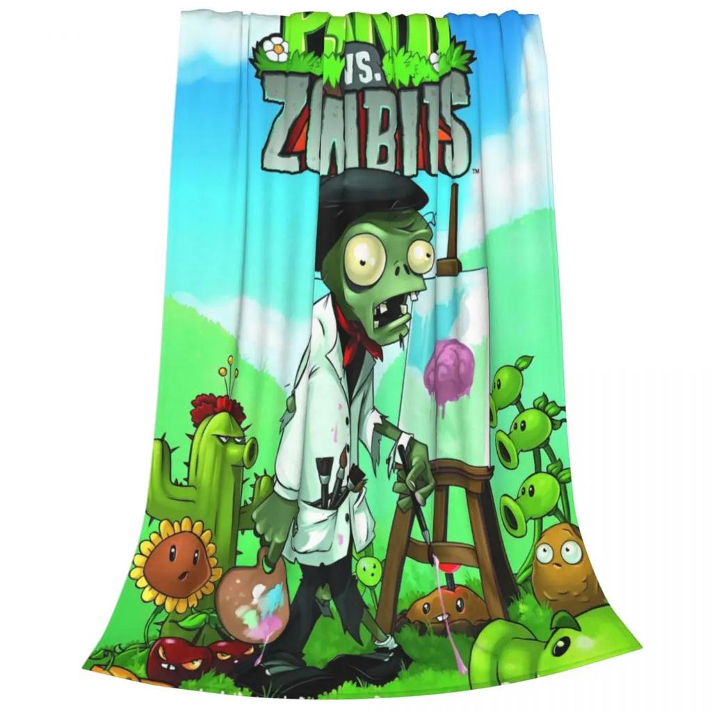 Plants Vs Zombies PVZ Мультяшная Игра Одеяла Флис Смешной Постер Мягкое Пледовое Одеяло для Спальни Дивана Кровати Ковер