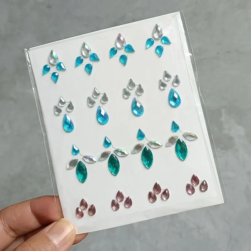 Алмазная кристаллическая татуировка-наклейка, блестящая подводка для глаз, макияж для бровей, лицо, глаза, алмазные татуировки, рок-горный хрусталь, 3D наклейки-подводка для глаз