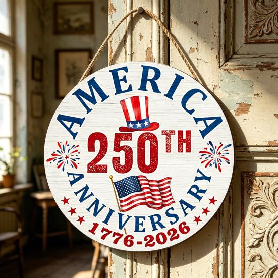 Деревянная табличка на дверь к 250-летию США 1776-2026 250 Лет Свободы Патриотическая подвесная табличка для 4 июля Дня Независимости Входная дверь Крыльцо дома