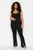 Women's Style Plus Size Black Skinny High Waist Zippered Knitted Trousers