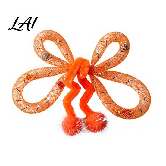 Plush Ball Teaser Toy Mesh Tube Cat Toy Butterfly Shape Interactive Chew with Bells Toys for Multi Households And Balls Flexible Indoor Cats Kittens