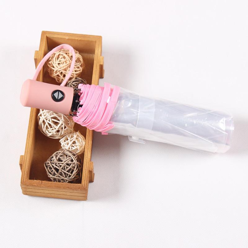 Прозрачный зонт складной полностью автоматический прозрачный тройного сложения зонт от дождя зонт студенческий минималистичный