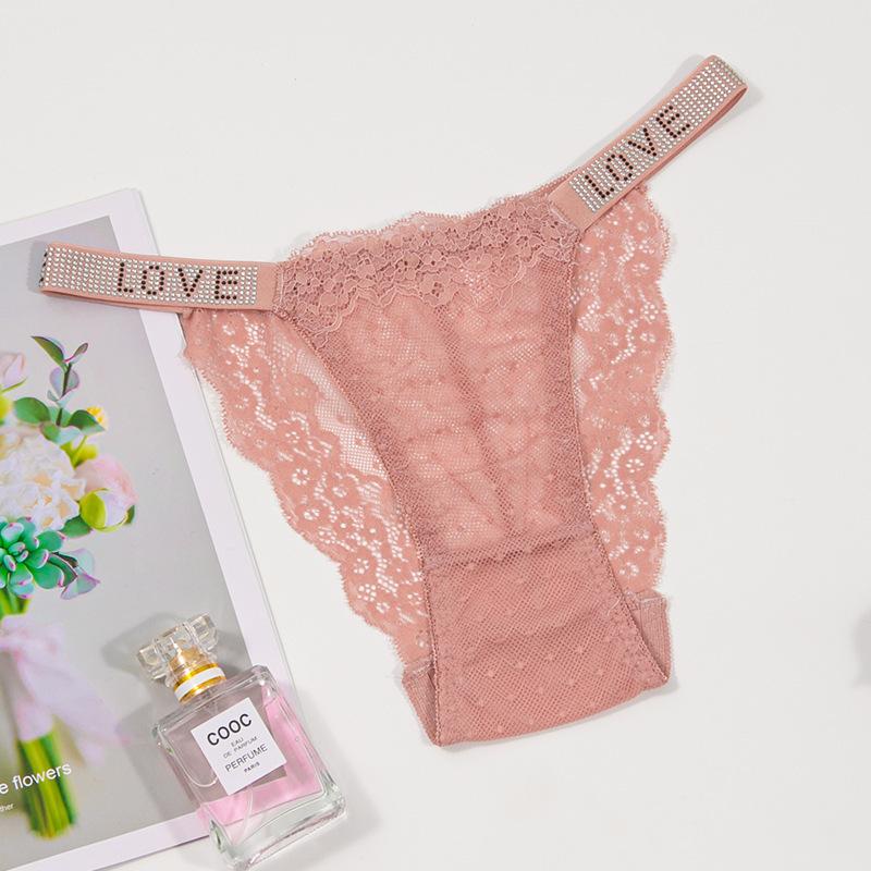 Горячие бриллиантовые сексуальные кружевные трусики-стринги с двойным поясом, бриллиантовые украшения, горячие простые дышащие полые легкие трусики-бикини