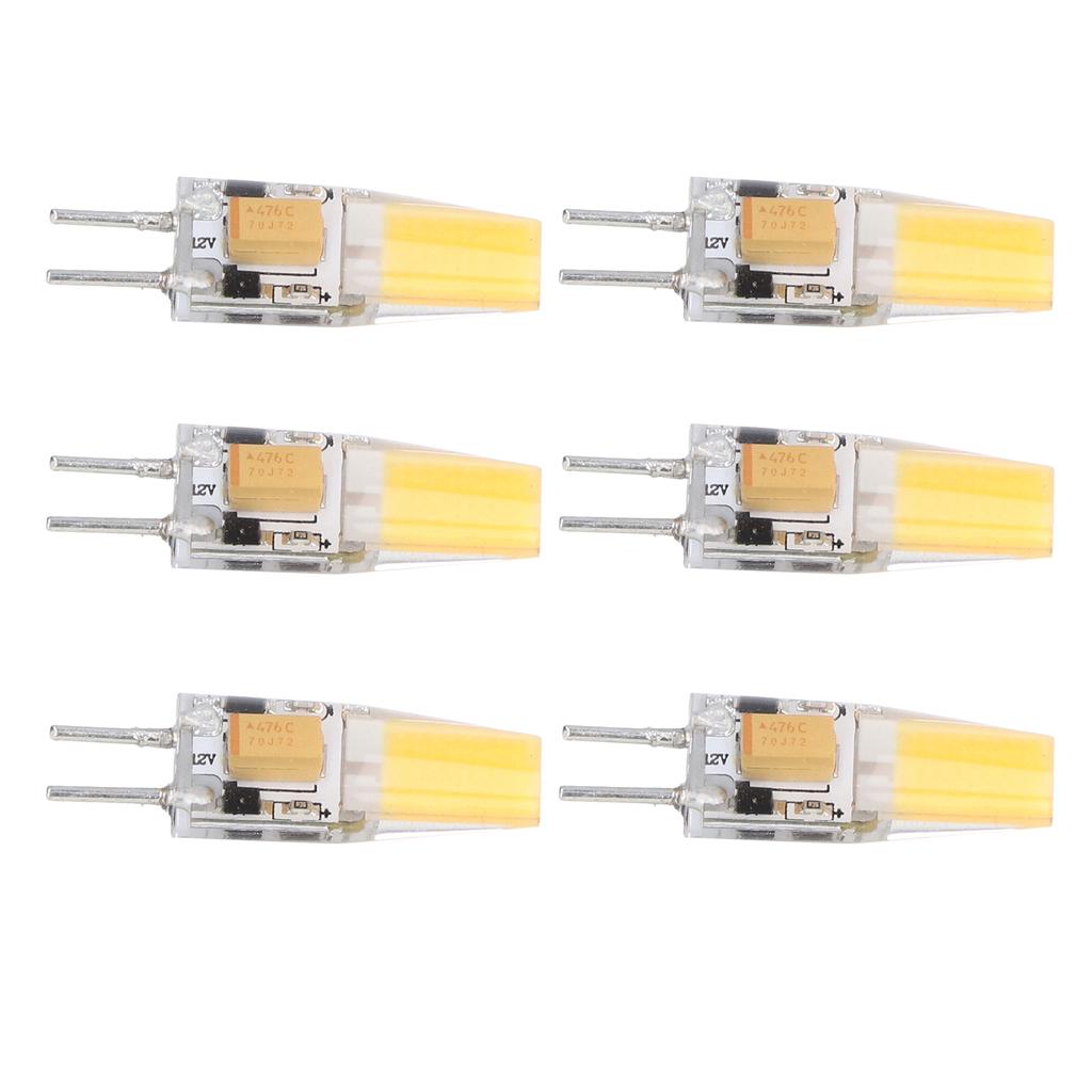 6PCS GY6.35 Bulb 5W AC DC12V COB Light Bulb Energy Saving Silicone Ceiling Lamp Bulb for Living Room