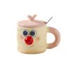 Cute Cartoon Ceramic Water Cups Couple Covered Mugs  Funny Expression Cups  Practical Gift Cups for Girls