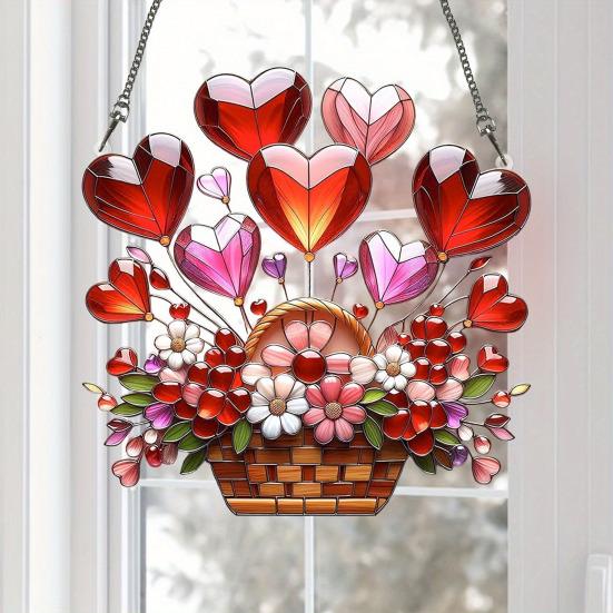 Potted Plants Sun Catcher Acrylic Window Hanging Ornament Floral Pattern Suncatcher for Home Wall Sunlit Spaces Decoration