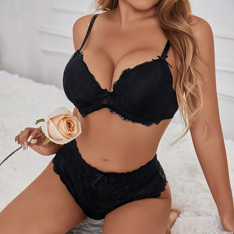 French Sexy Lace Lingerie Set for Small Chest Gathered and Lifted Anti-sagging Women's Bra