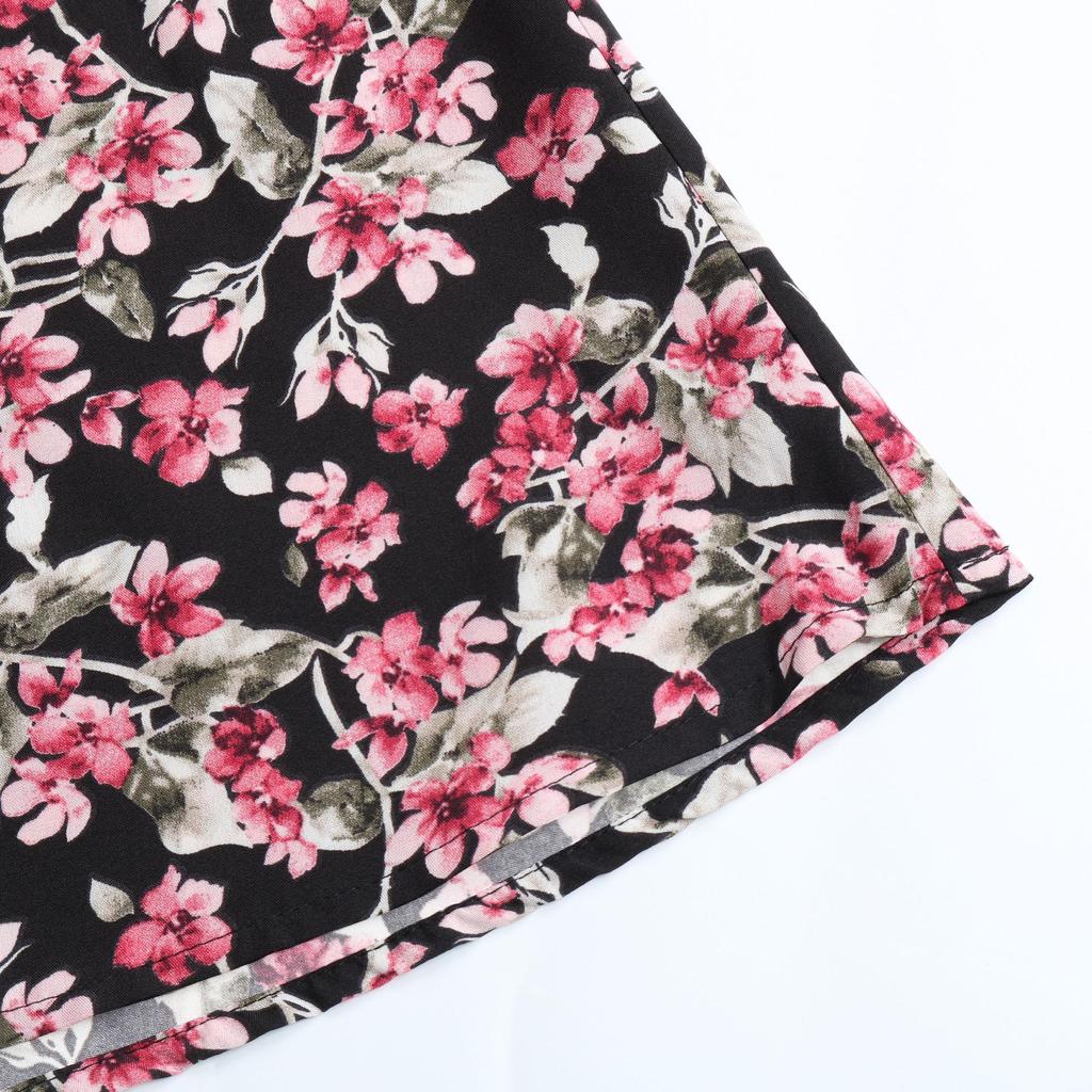 Женское платье с открытой спиной и квадратным вырезом, длинными рукавами, высокой талией и цветочным принтом