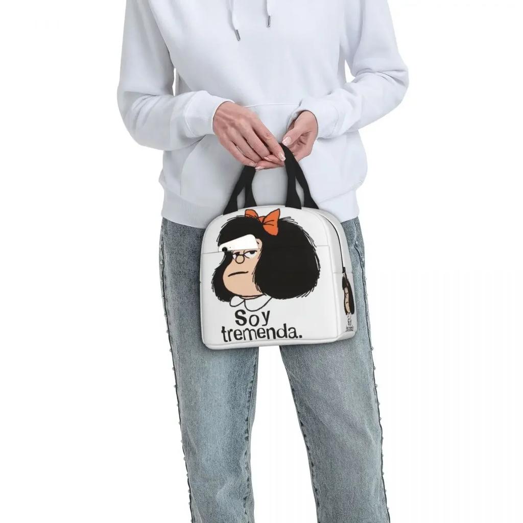 Mafalda Cartoon Insulated Lunch Bags Thermal Bag Reusable High Capacity Lunch Box Tote for Men Women Work Outdoor