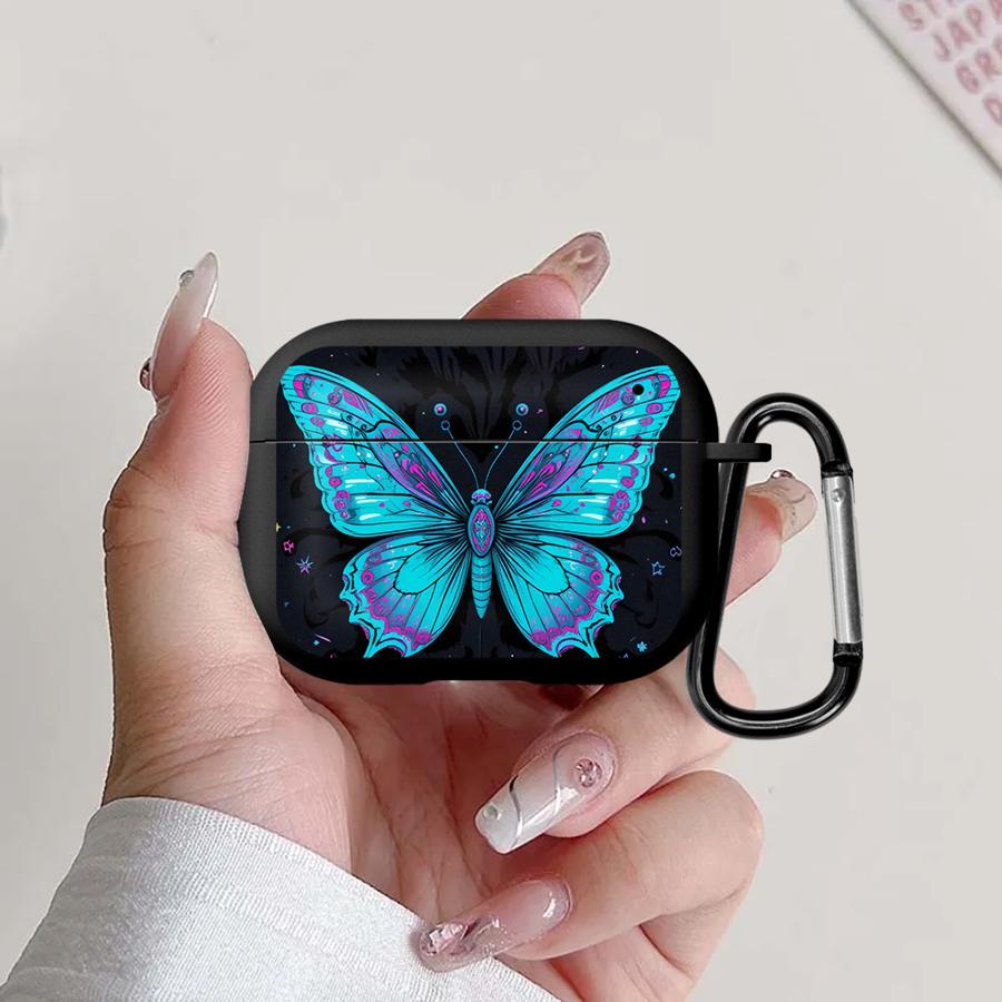 Чехол для наушников Чехол-крышка Для Airpods 1 Pro Pro3 Pro2 2 3 4 Белые Синие Бабочки Цветы