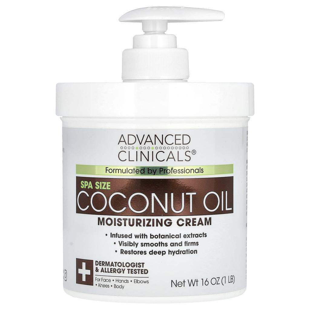 Advanced Clinicals Coconut Oil Moisturizing Cream, 16oz