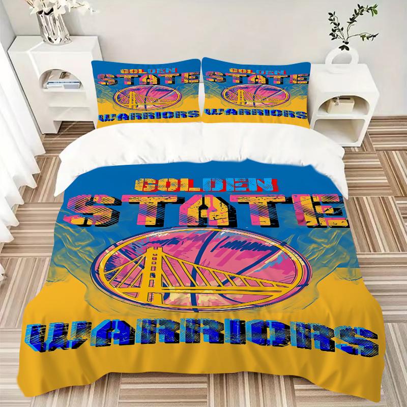 3Pcs Golden State Warriors Art Bedding Set Quilt Cover Pillowcase Home Christmas Xmas Halloween Gift 1 Duvet Cover 2 Pillowcase M929137