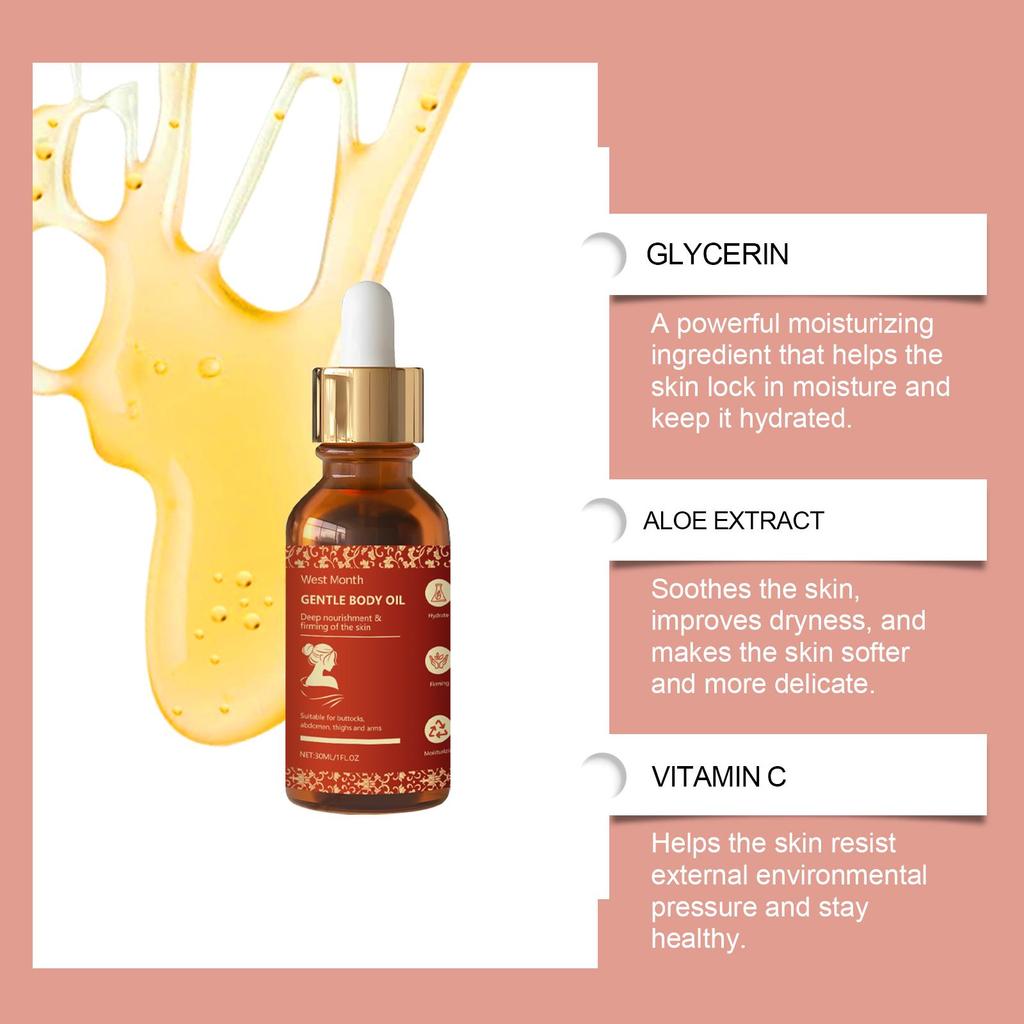 West&Month Hydrating Body Oil Moisturizing & Nourishing Firming & Replenishing Silky Smooth Texture For Body Use 30ml