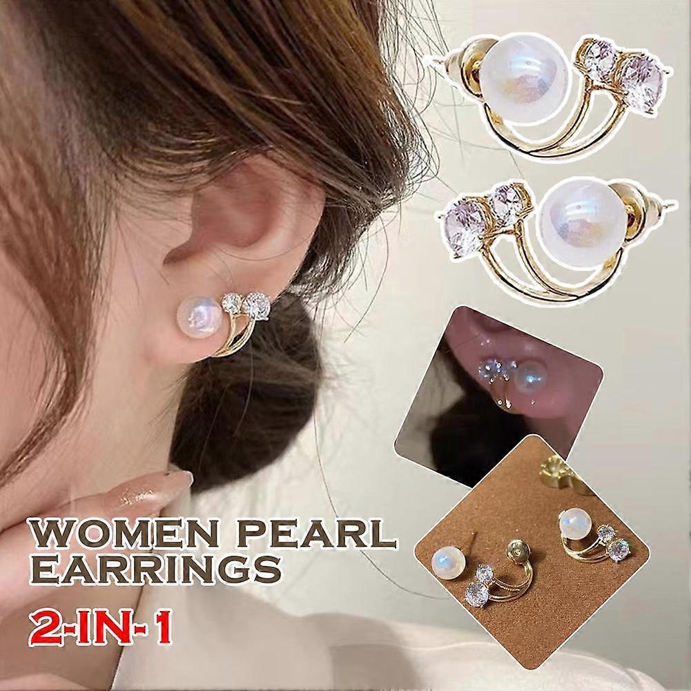 Fashion Rhinestone Crystal Pearl Ear Stud Earrings 2022 Women Gift Jewelry M9C6
