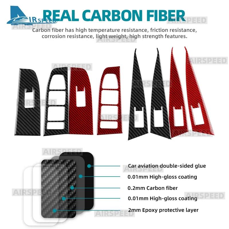 Real Carbon Fiber Car Window Switch Panel Sticker LHD RHD Trim For BMW 5 Series i5 G60 G61 G68 2024 2025