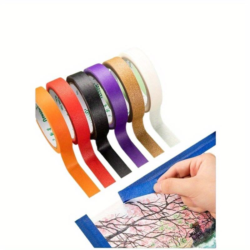 5 рулонов малярного скотча ярких цветов для искусства и рукоделия - бумажный скотч, легко рвется, приклеивается к пластику, дереву, стеклу, идеально подходит для искусства, рукоделия, маркировки