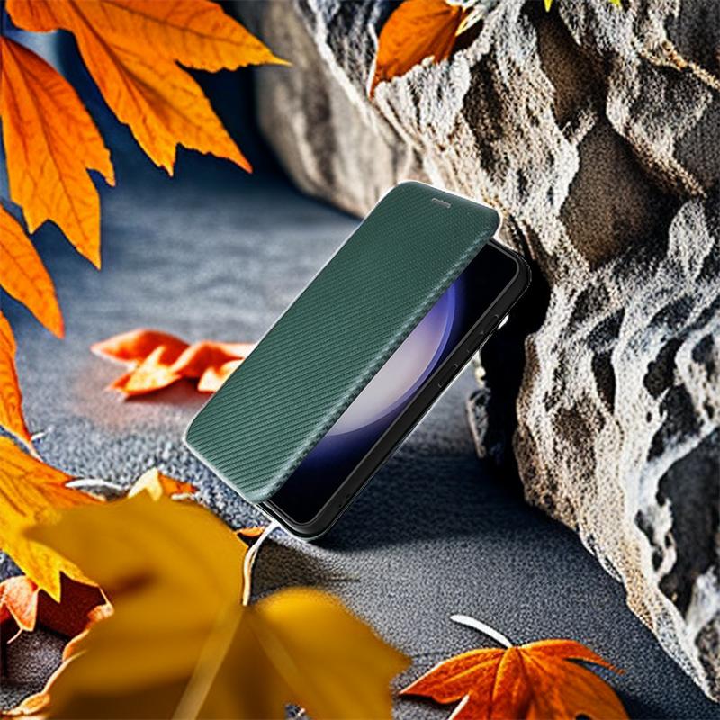 Подходит для Samsung Galaxy Z fold6 5G Простой самоклеящийся чехол для телефона из углеродного волокна Чехол-кошелек с магнитной застежкой для Galaxy Z fold 6