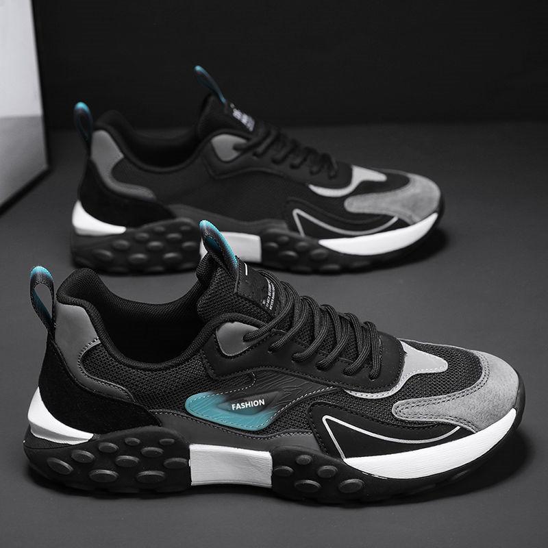 New 2024 Men's Casual Shoes Korean Version Fashionable and Comfortable Mesh Breathable Sports Shoes Soft Sole Color Matching Running Trendy Shoes