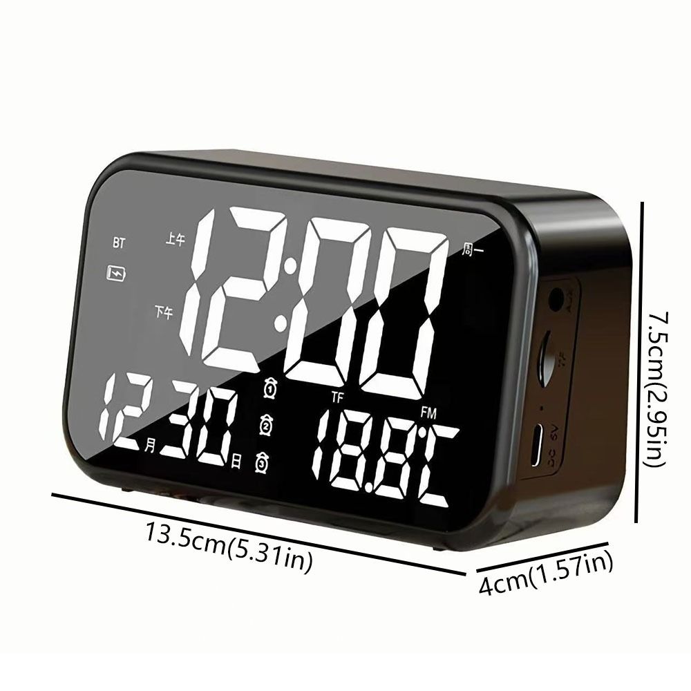 Large Mirror Alarm Clock Rechargeable Electronic Clock Smart LED Display Clock Travel