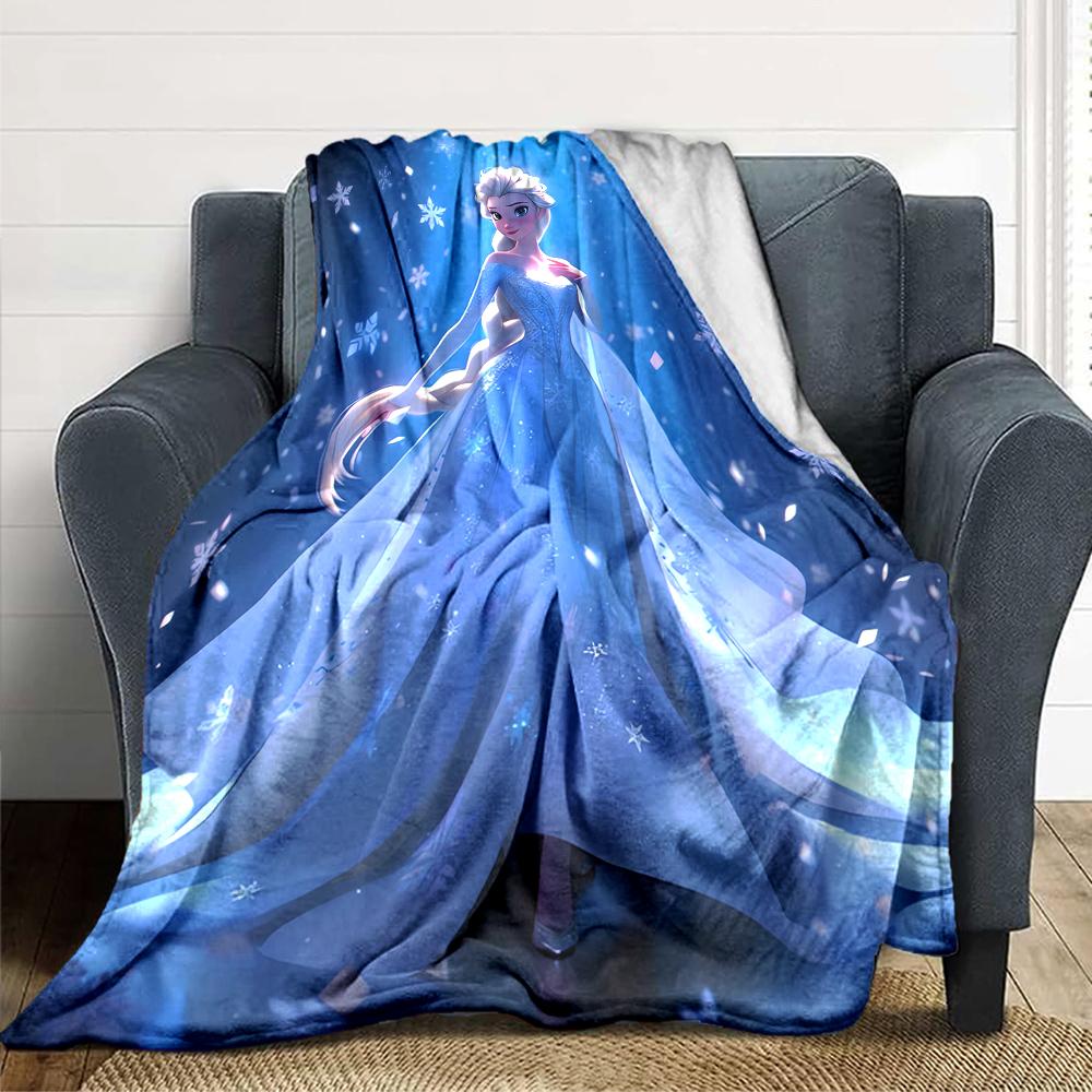 1Pc Elsa'S Winter Fantasy Blanket For Couch Bed Plush Cozy Fuzzy Blanket Super Soft Warm Blankets For Fall And Winter 091871