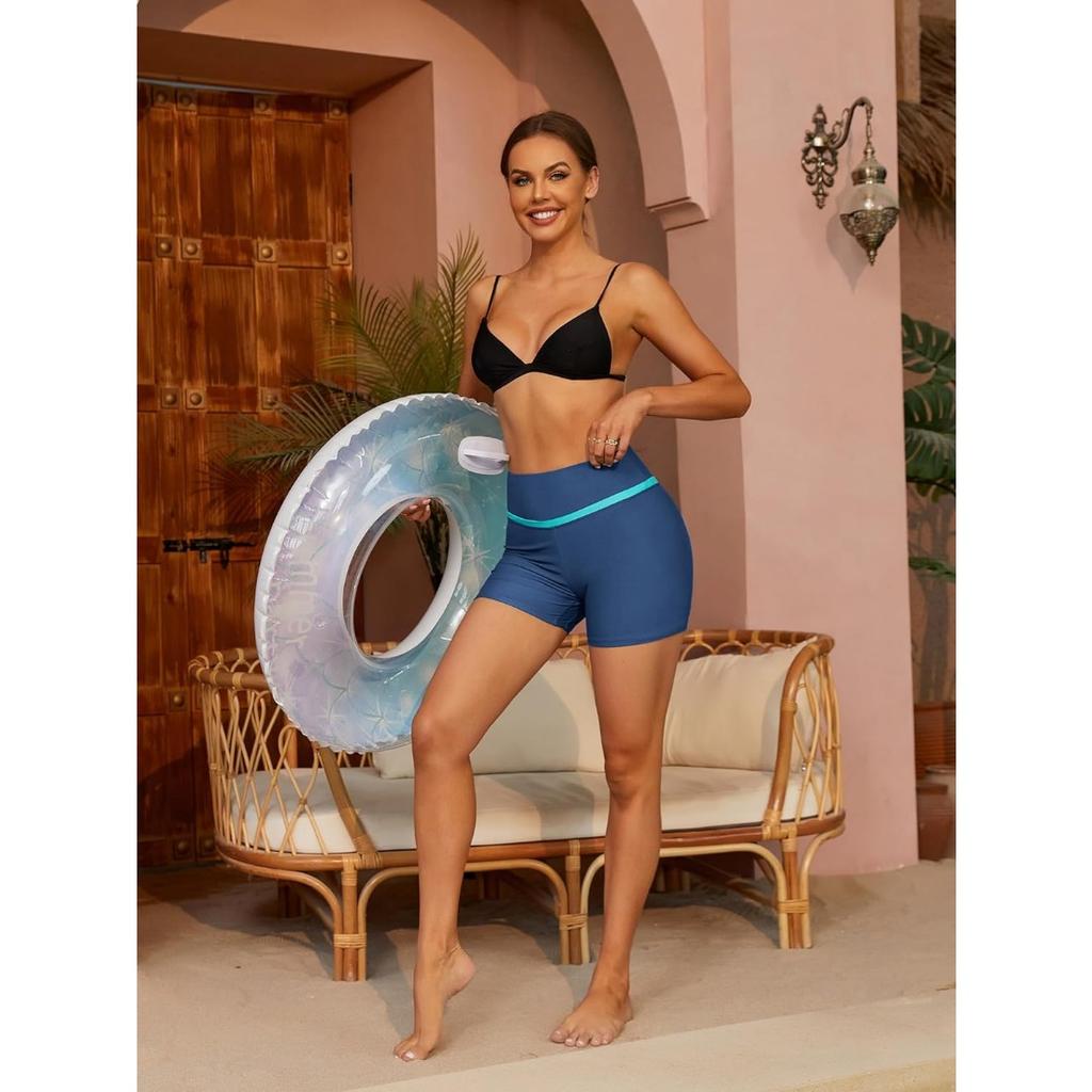 CHARMLEAKS Женские шорты для плавания. Шорты для плавания с высокой талией и карманами. Низ танкини.