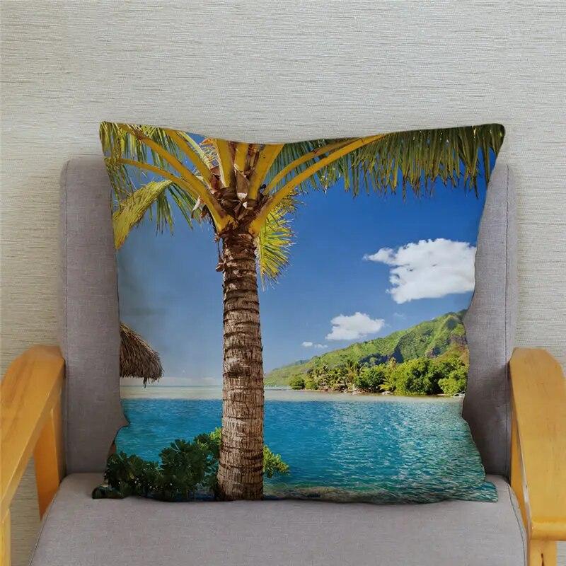 Декор для спальни, гостиной, пляжный пейзаж, кокосовая пальма, чехол для дивана, домашний декор, наволочка с принтом морской звезды и ракушки