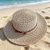 Woven Straw Hat Hollow Out Flat Brim Hat French Retro Style Flat Top Hat  Coastal Trip