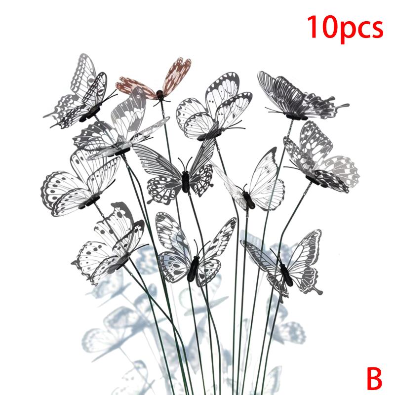 10/30pcs new 3D Black White Faux Butterfly Garden Stake Flower Vase Decoration Outdoor Garden Patio Decoration, Party Decoration