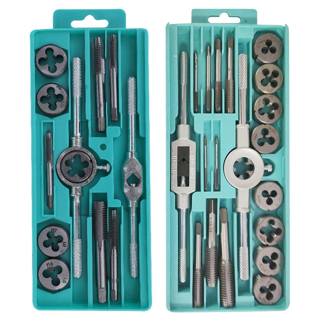 12Pcs Multifunction Tap and Die Set M6-M12 Metric Tap Die Wrench Set Tap and Die Tool Set for Cutting External Internal Threads
