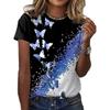 2023 New Butterfly Lady T-shirt 3D Floral Print Round Neck Casual Niche Design Sense Clothing Female Pattern Lovely Short Sleeve